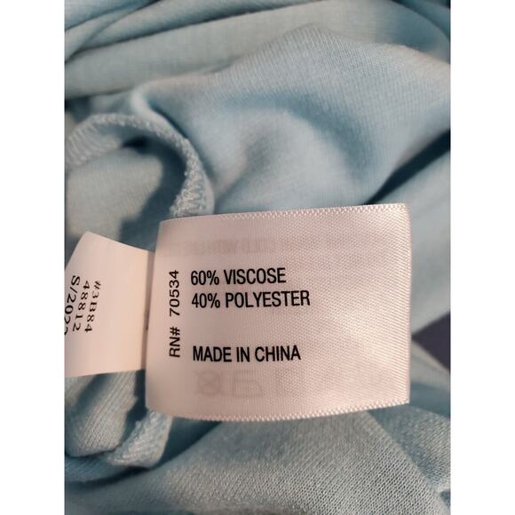 Orvis Robin's Egg Blue V-Neck Short Sleeve Soft Knit Long Top XL - Picture 4 of 4